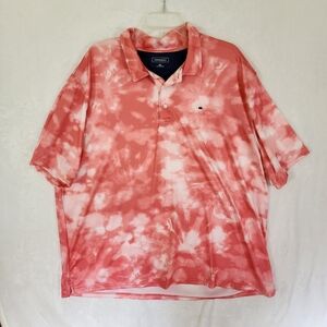 Crown & Ivy Mens Polo Shirt Tie Dye Coral Copa Size XXL
